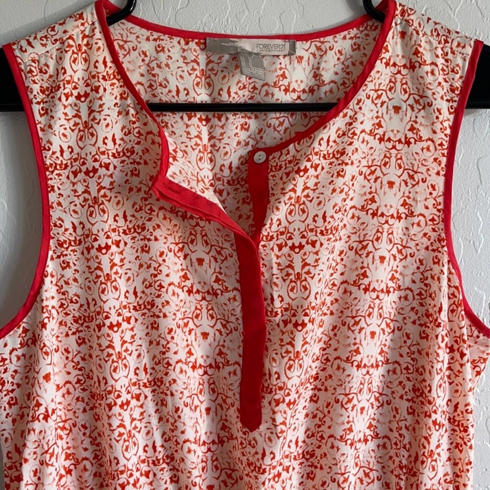 Forever 21 medium sleeveless dress with pockets - orange & white - new cond. - Picture 2 of 7